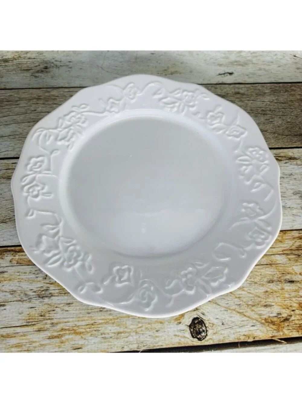 Better Homes And Gardens SUMMERDALE ROSE WHITE Stoneware Dinner Plates Set of 4